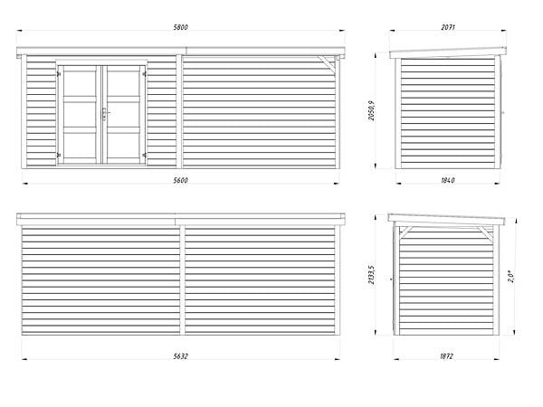 WHITE WOOD - Abri de jardin en bois Olivia 1 et pergola - L.580xH.216xP.206cm - large