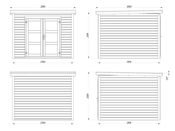 WHITE WOOD - Abri de jardin en bois  Lya 1 - L.300xP.306xH.221cm - large