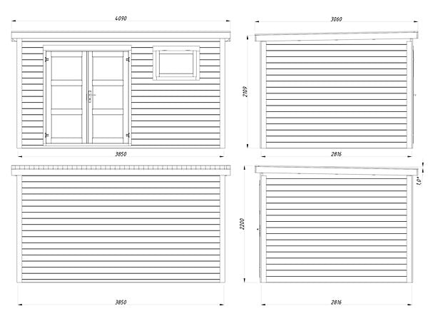 WHITE WOOD - Abri de jardin en bois Lya 2 - L.409xP.306xH.221cm - large
