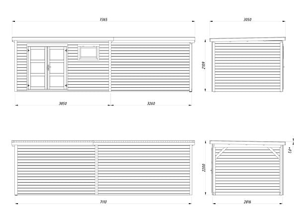 WHITE WOOD - Abri de jardin en bois  Lya 2 pergola - Bois - L.749xP.306xH.221 - large