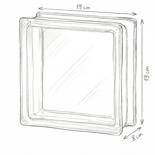 GLASSBLOCKS - Glassblocks Luxfera brique de verre 19x19x8 cm, rouge transparent brillant (1908WREBR) - large