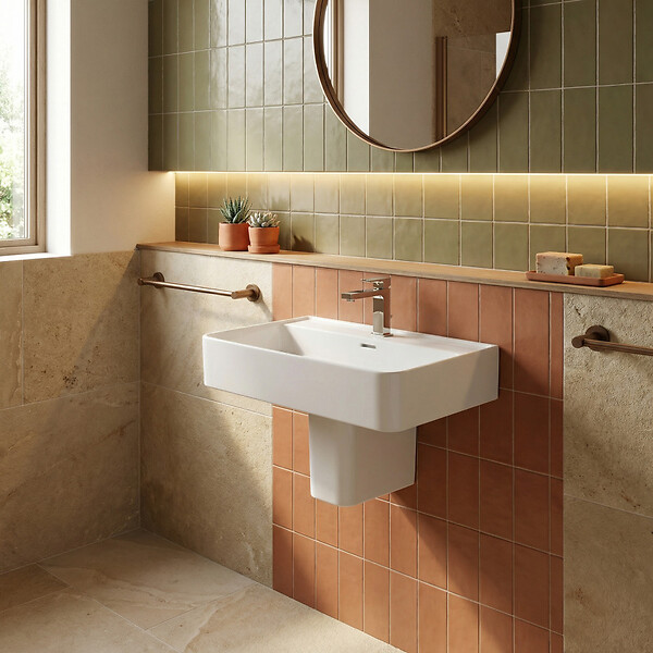 IDEAL STANDARD - Ideal Standard Strada II Lavabo 600x430 mm blanc, 1 trou de robinet, couvercle de vidage en porcelaine inclus, non meulé (T300001) - large
