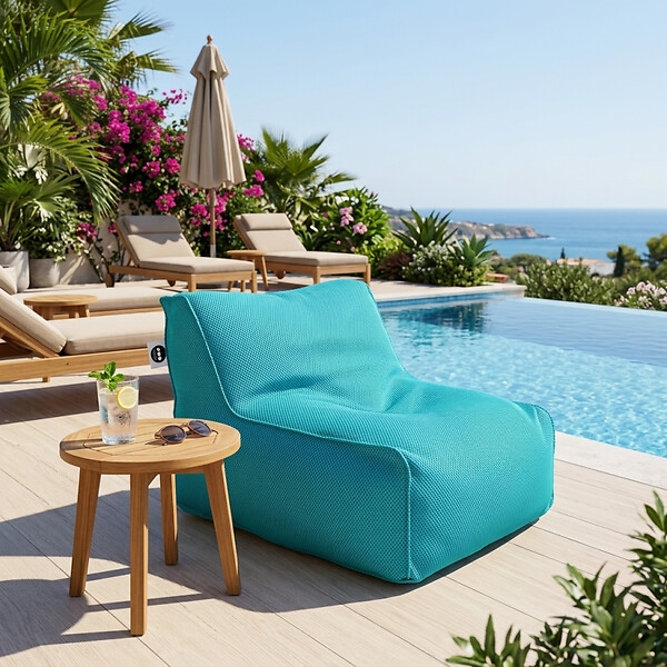 SOO  SANTAI - Fauteuil piscine XL flottant 100 × 90 × 70 cm intérieur / extérieur sans polystyrène – Bleu (DC10090-4) - large