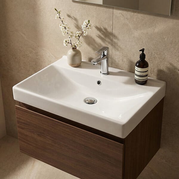 NATUREL - Stilla 61x46x6,5cm lavabo en céramique pour meubles, blanc (VERSO60) - large