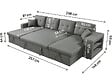 HABITAT ET JARDIN - Canapé d'angle panoramique convertible en tissu "Axel" - 4 places - Gris - vignette