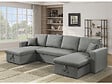HABITAT ET JARDIN - Canapé d'angle panoramique convertible en tissu "Alain" - 4 places - Gris - vignette