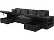 HABITAT ET JARDIN - Canapé d'angle panoramique convertible en tissu "Axel" - 4 places - Noir - vignette