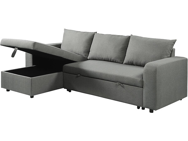 HABITAT ET JARDIN - Canapé d'angle réversible/convertible en tissu "Victor" - 3 places - Gris - large