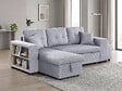 HABITAT ET JARDIN - Canapé d'angle convertible en tissu "Noah" - 4 places - Gris clair - vignette