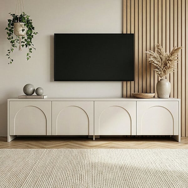 HABITAT ET JARDIN - Meuble TV en bois "Aurelia" - 180 x 32 x 45 cm - Crème - large