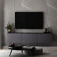 HABITAT ET JARDIN - Meuble TV suspendu en bois avec éclairage LED "Neon" - 160 x 32 x 35 cm - Gris anthracite - vignette