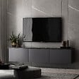 HABITAT ET JARDIN - Meuble TV suspendu en bois avec éclairage LED "Neon" - 160 x 32 x 35 cm - Gris anthracite - vignette
