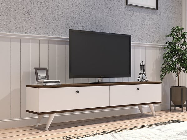 HABITAT ET JARDIN - Meuble TV en bois "Parlak" - 160 x 25 x 40 cm - Blanc - large