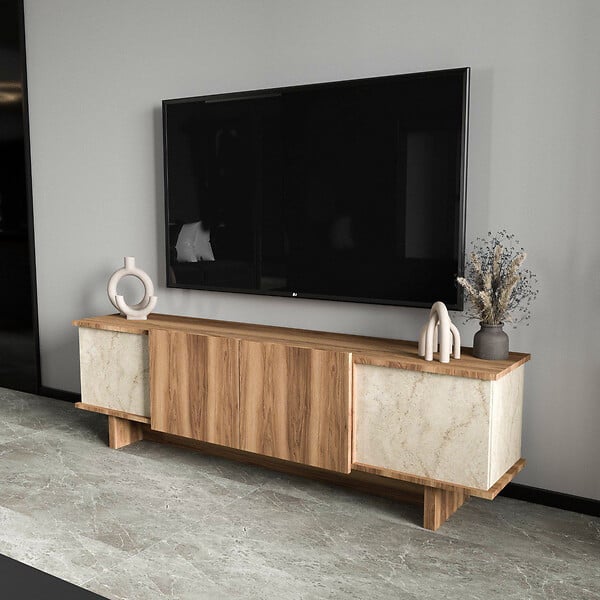 HABITAT ET JARDIN - Meuble TV en bois "Diana" 180 x 33 x 50 cm - Travertin - large