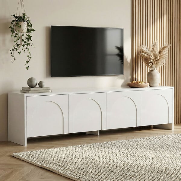 HABITAT ET JARDIN - Meuble TV en bois "Aurelia" - 180 x 32 x 45 cm - Blanc - large