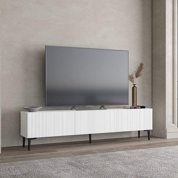 HABITAT ET JARDIN - Meuble TV en bois "Oscar" - 180 x 31 x 45 cm - Blanc - large