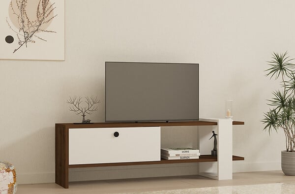 HABITAT ET JARDIN - Meuble TV en bois "Gaye" - 120 x 25 x 36 cm - Blanc - large