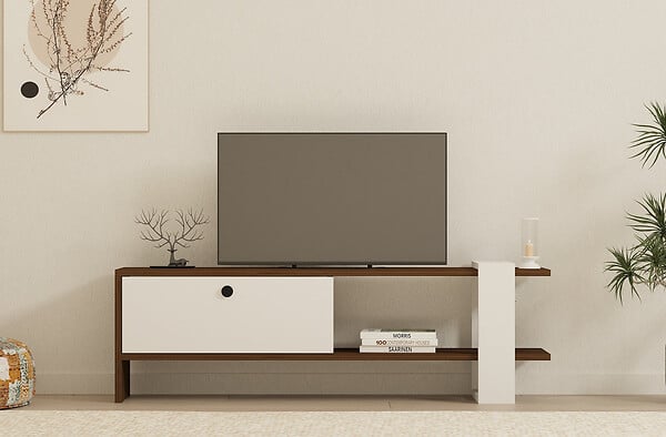 HABITAT ET JARDIN - Meuble TV en bois "Gaye" - 120 x 25 x 36 cm - Blanc - large
