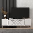 HABITAT ET JARDIN - Meuble TV en bois "Detas" - 150 x 35 x 48 cm - Argent - vignette