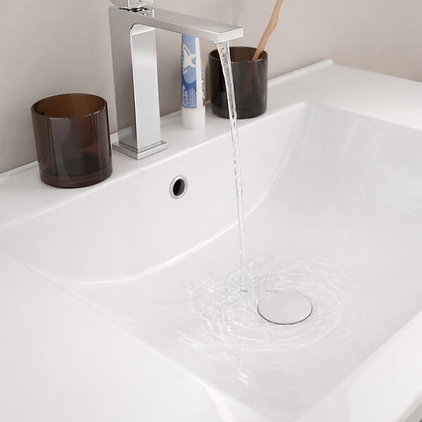 AURLANE - Meuble Salle de Bain Cranté Bois et Noir 80cm - 2 Tiroirs, Vasque et Miroir - MALO - large