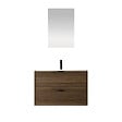 AURLANE - Meuble Salle de Bain Cranté Bois et Noir 80cm - 2 Tiroirs, Vasque et Miroir - MALO - vignette