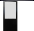 GD MENUISERIES - Porte Coulissante Athena Noir Vitrée H204 x L93 cm, Rail alu Bandeau Noir - vignette