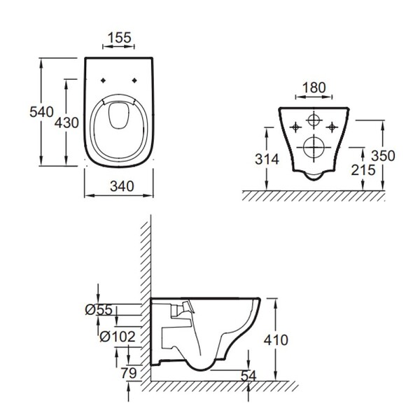 JACOB DELAFON - Cuvette WC suspendu sans bride Struktura avec abattant - large