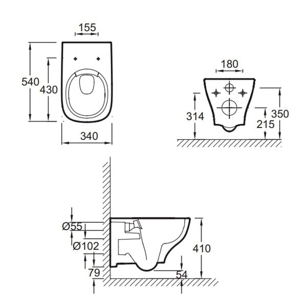 JACOB DELAFON - WC suspendu sans bride Struktura + abattant - large