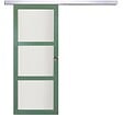 GD MENUISERIES - Porte Coulissante Vert Sauge RAL 6021 Vitrée H204 x L73 cm, Rail Alu, coquilles - vignette