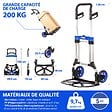 HOSTRÃ–M - Diable pliant Aluminium pour Charge Lourde, Diable pliable Demenagement, Transport matériau, Grandes Roues, Charge Max. 200kg, Garantie 5 ans, Hostrom - vignette