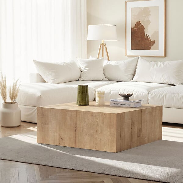 HABITAT ET JARDIN - Table Basse en MDF "Prizma" - 90 x 90 x 35 cm - Chêne Saphir - large