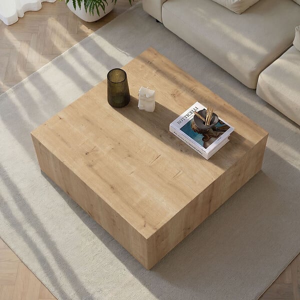 HABITAT ET JARDIN - Table Basse en MDF "Prizma" - 90 x 90 x 35 cm - Chêne Saphir - large
