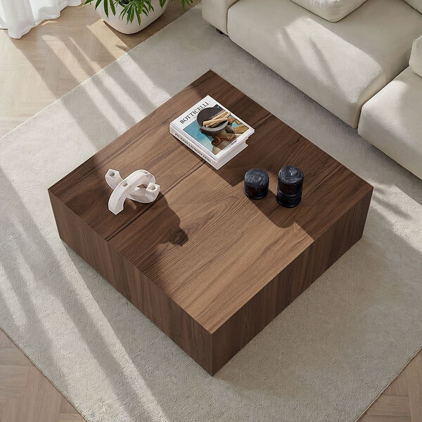HABITAT ET JARDIN - Table Basse en MDF "Prizma" - 90 x 90 x 35 cm - Noyer - large