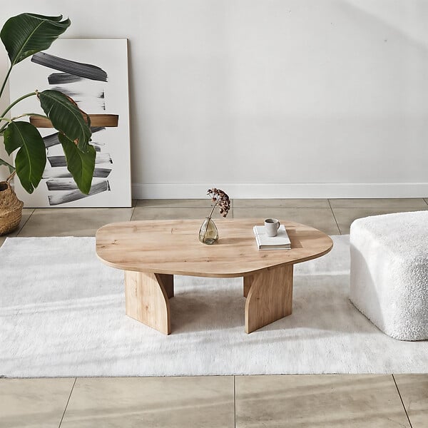 HABITAT ET JARDIN - Table basse en bois "Rock" 100 x 60 x 35 cm - Chêne saphir - large