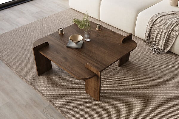 HABITAT ET JARDIN - Table basse en bois "Woog" 90 x 90 x 35 cm - Noyer - large