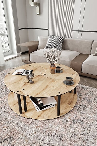 HABITAT ET JARDIN - Ensemble de table basse en bois "Yin" 70 x 70 x 38 cm - Chêne - large