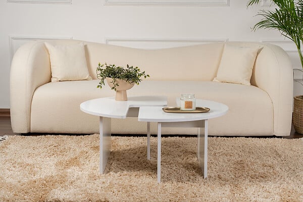 HABITAT ET JARDIN - Table basse en bois "Moira" 90 x 90 x 41 cm - Blanc naturel - large