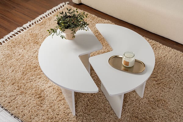 HABITAT ET JARDIN - Table basse en bois "Moira" 90 x 90 x 41 cm - Blanc naturel - large