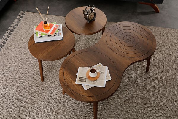HABITAT ET JARDIN - Ensemble de table basse en bois "Marlo" 100 x 50 x 45 cm - Noyer - large