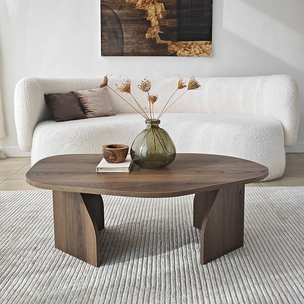 HABITAT ET JARDIN - Table basse en bois "Rock" 100 x 60 x 35 cm - Noyer - large