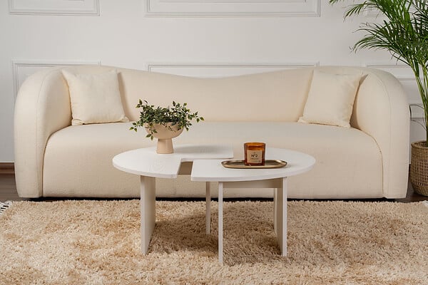 HABITAT ET JARDIN - Table basse en bois "Moira" 90 x 90 x 41 cm - Blanc de bois - large