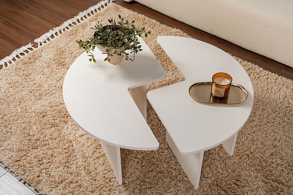 HABITAT ET JARDIN - Table basse en bois "Moira" 90 x 90 x 41 cm - Blanc de bois - large