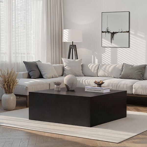 HABITAT ET JARDIN - Table Basse en MDF "Prizma" - 90 x 90 x 35 cm - Bois Noir - large