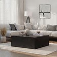 HABITAT ET JARDIN - Table Basse en MDF "Prizma" - 90 x 90 x 35 cm - Bois Noir - vignette