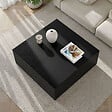 HABITAT ET JARDIN - Table Basse en MDF "Prizma" - 90 x 90 x 35 cm - Bois Noir - vignette