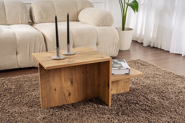 HABITAT ET JARDIN - Table basse en bois "Harmony" 80 x 40 x 40 cm - Pin atlantique - large