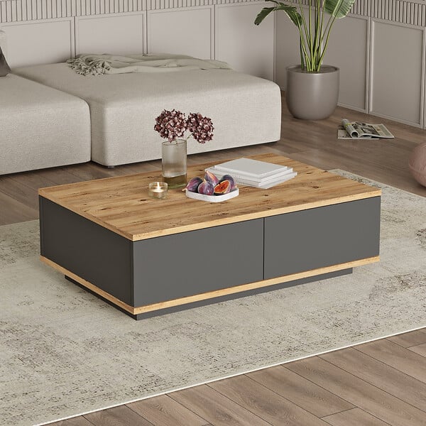 HABITAT ET JARDIN - Table basse en bois "Frew" - 90 x 60 x 28 cm - Marron - large