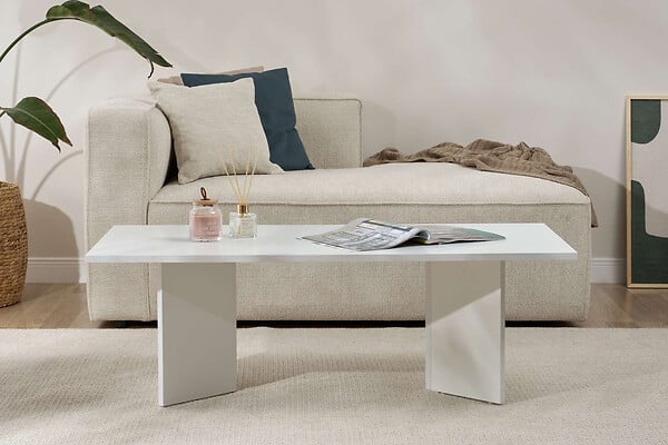HABITAT ET JARDIN - Table basse en bois "Sabin" 119 x 60 x 40 cm - Blanc - large