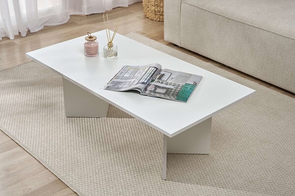 HABITAT ET JARDIN - Table basse en bois "Sabin" 119 x 60 x 40 cm - Blanc - large