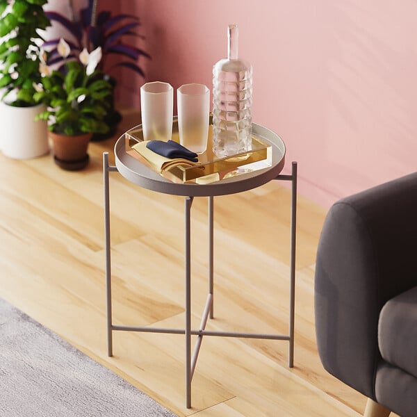 HABITAT ET JARDIN - Table basse en métal "Sheby" 46 x 46 x 56 cm - Gris - large